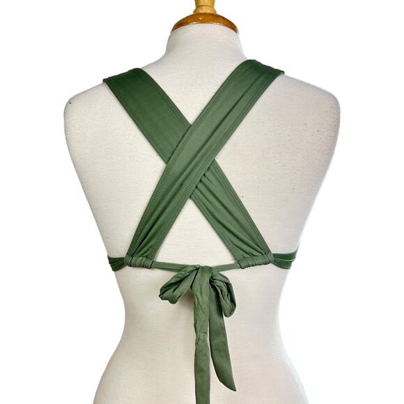 Mossimo Olive Green Bikini Top Criss Cross Swimsuit Bathing Suit Bikini Size M - Picture 3 of 10